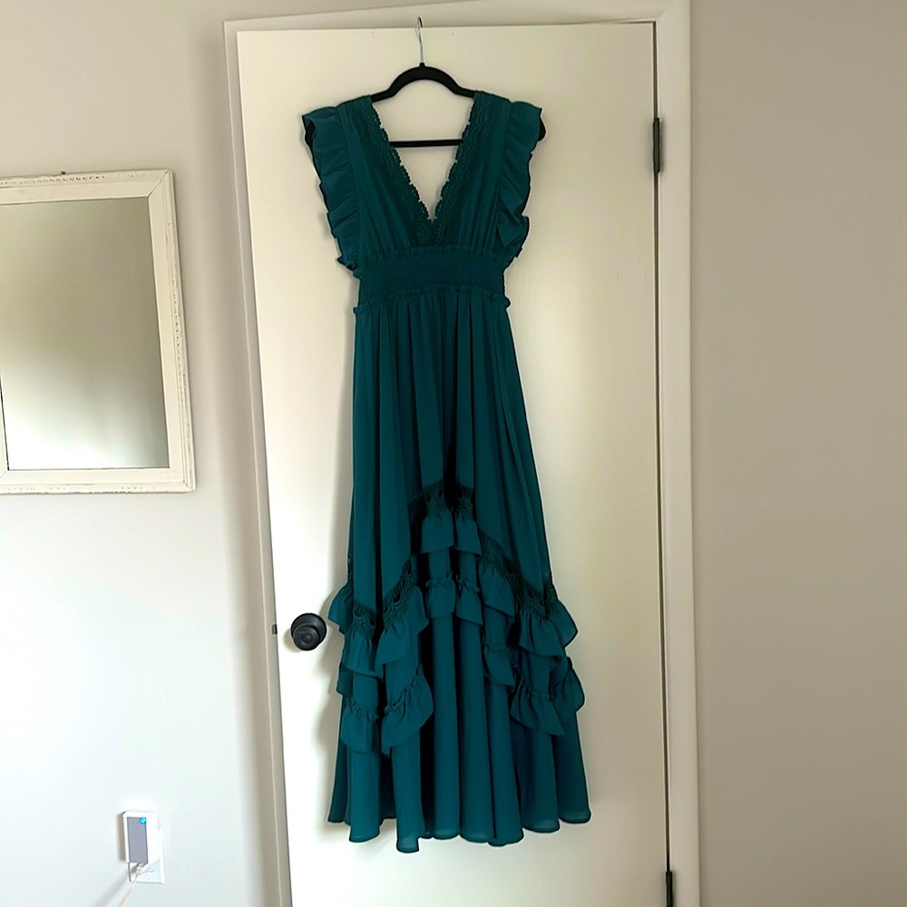Baltic Born Maxi Dress, Teal, Lace, Flowy